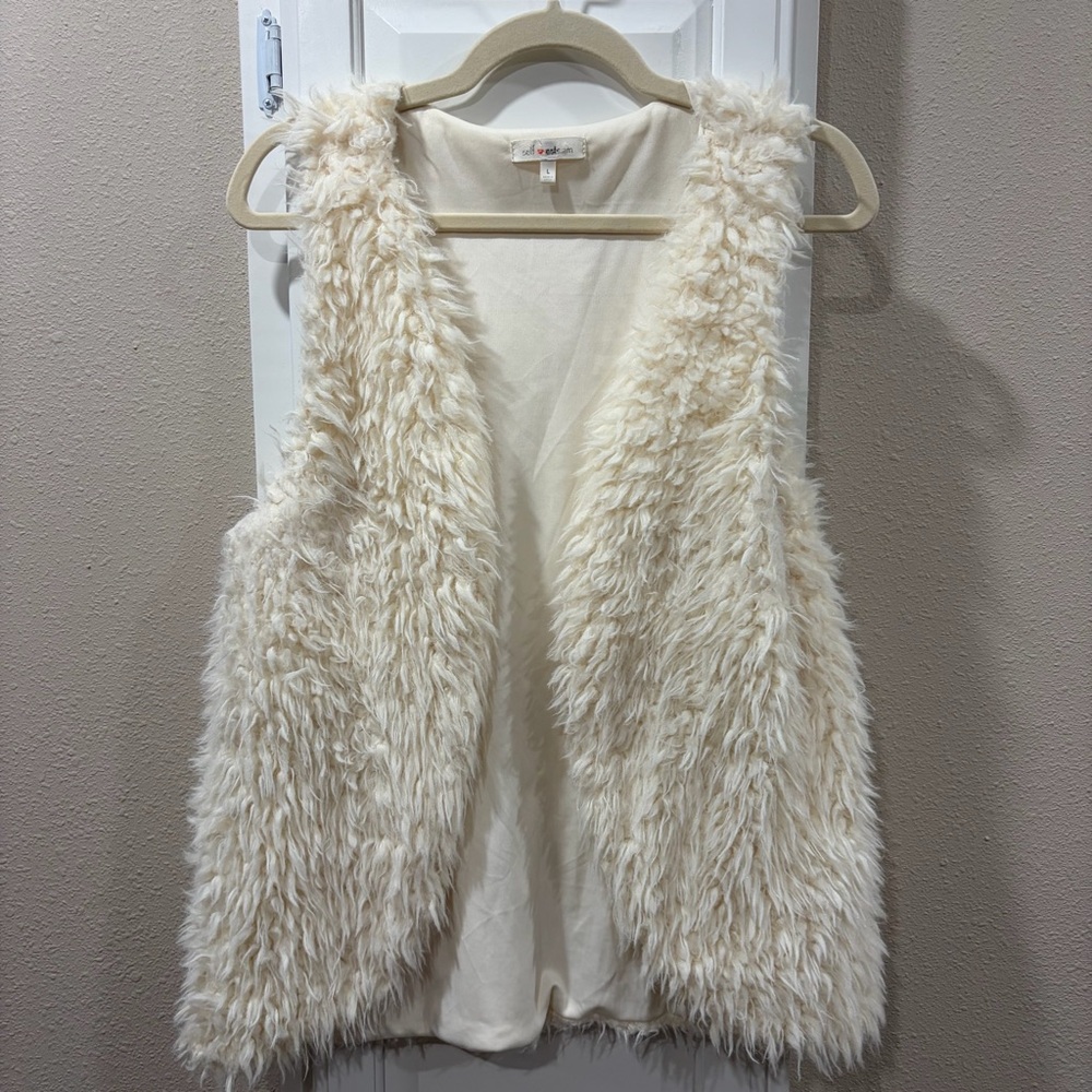 Self Esteem Ivory Faux Fur Vest